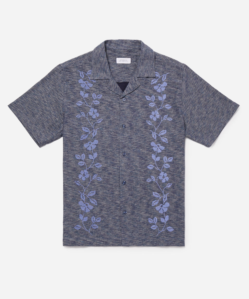 Canty Embroidered Linen Gauze SS Shirt | Saturdays NYC