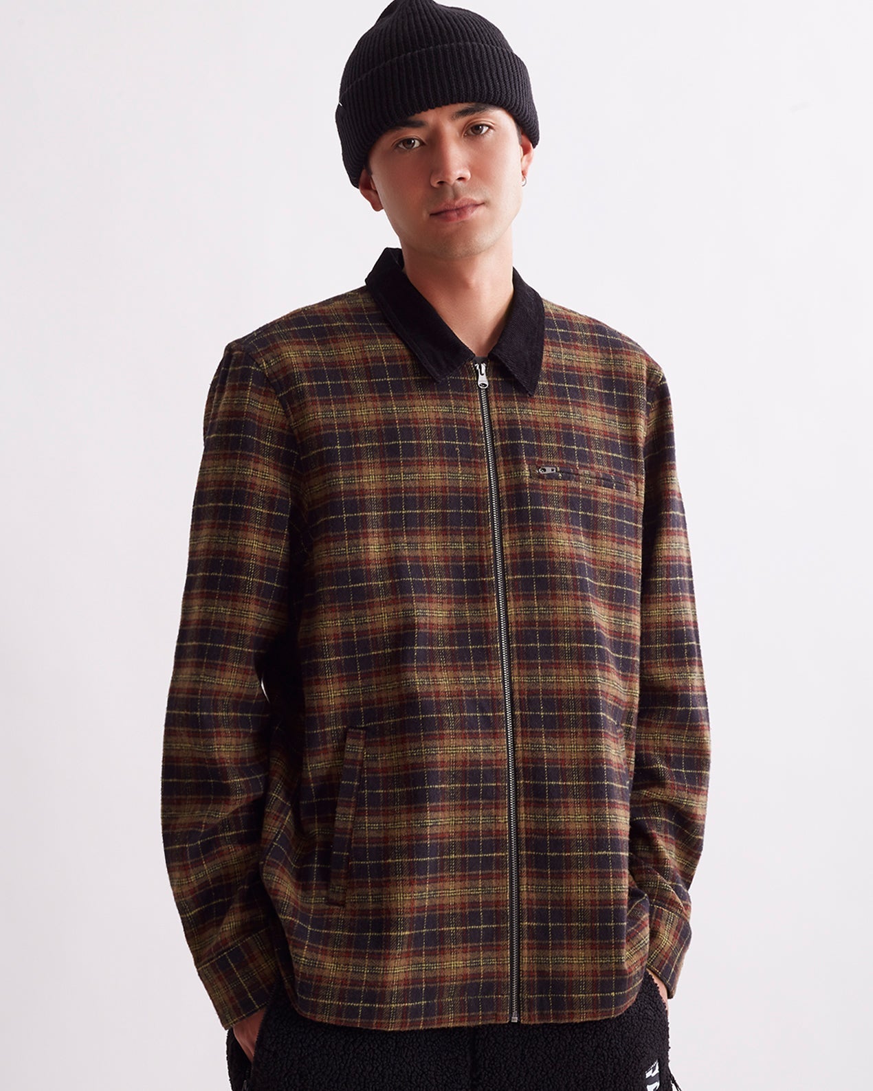 Ryan Zip Front Flannel Shirt | Saturdays NYC