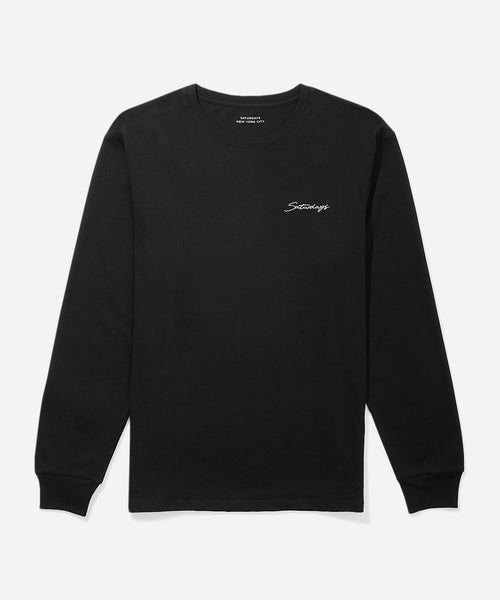 Script Embroidered Standard Long Sleeve Tee